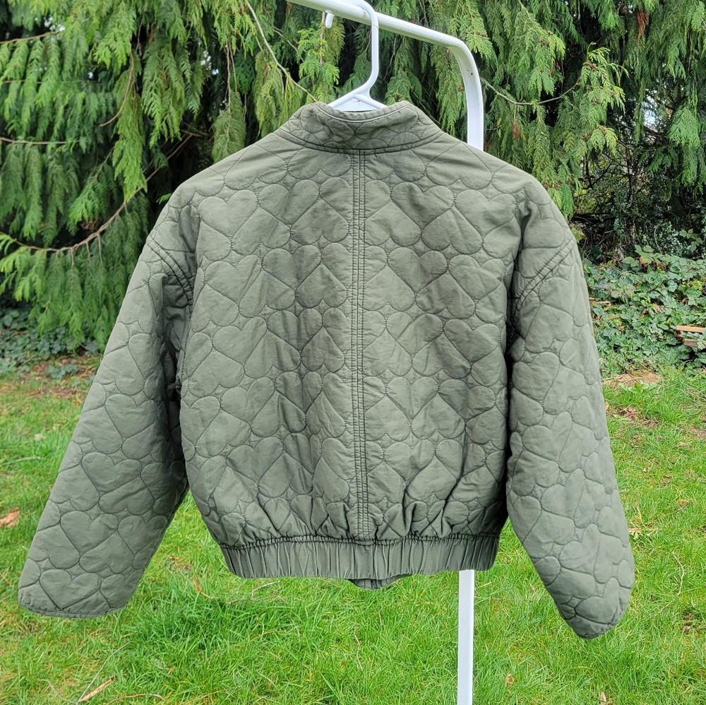 Girls Olive Green Quilted Jacket - Picture 5 of 10